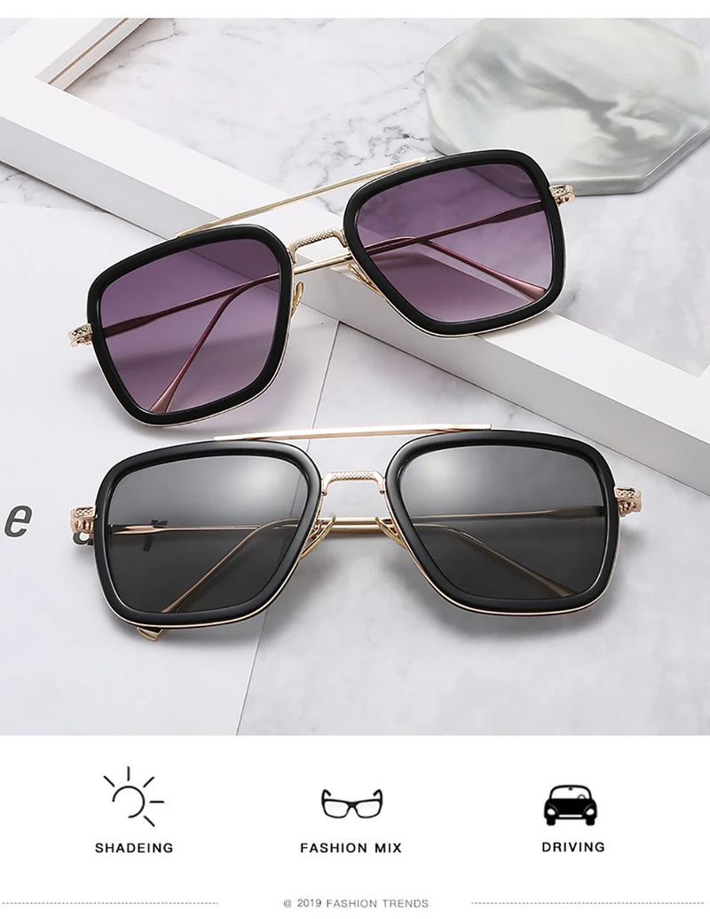 Óculos Tony Stark EDITH – Estilo Steampunk com Proteção UV400 | VIVIBEE